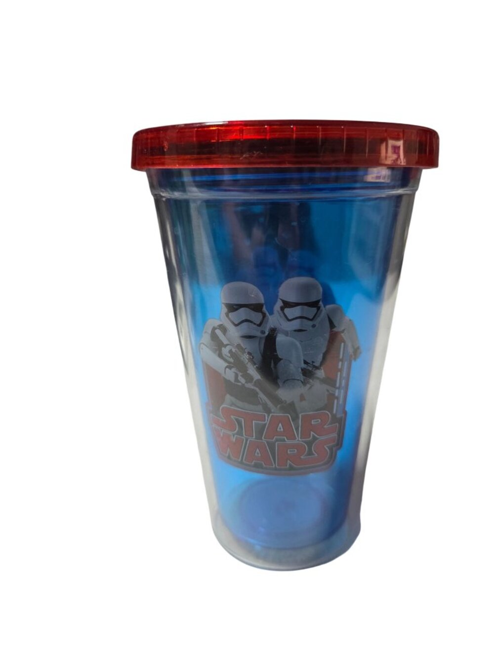 Star Wars Stormtrooper Blue Plastic Tumbler Red Lid 16 Oz BPA Free Cup Travel